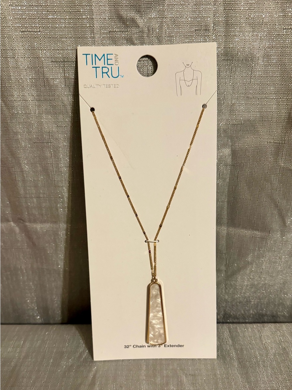 Time and Tru Gold-Tone Necklace with White Mother-of-Pearl Pendant